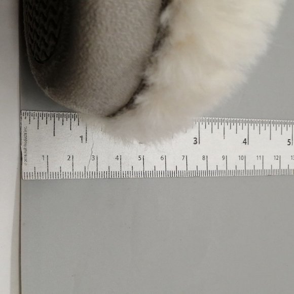 Temi‎ Womens Slide Slipper Gray Chenille Faux Fur Lining Trim Flat Heel M 7-8 - Picture 8 of 9